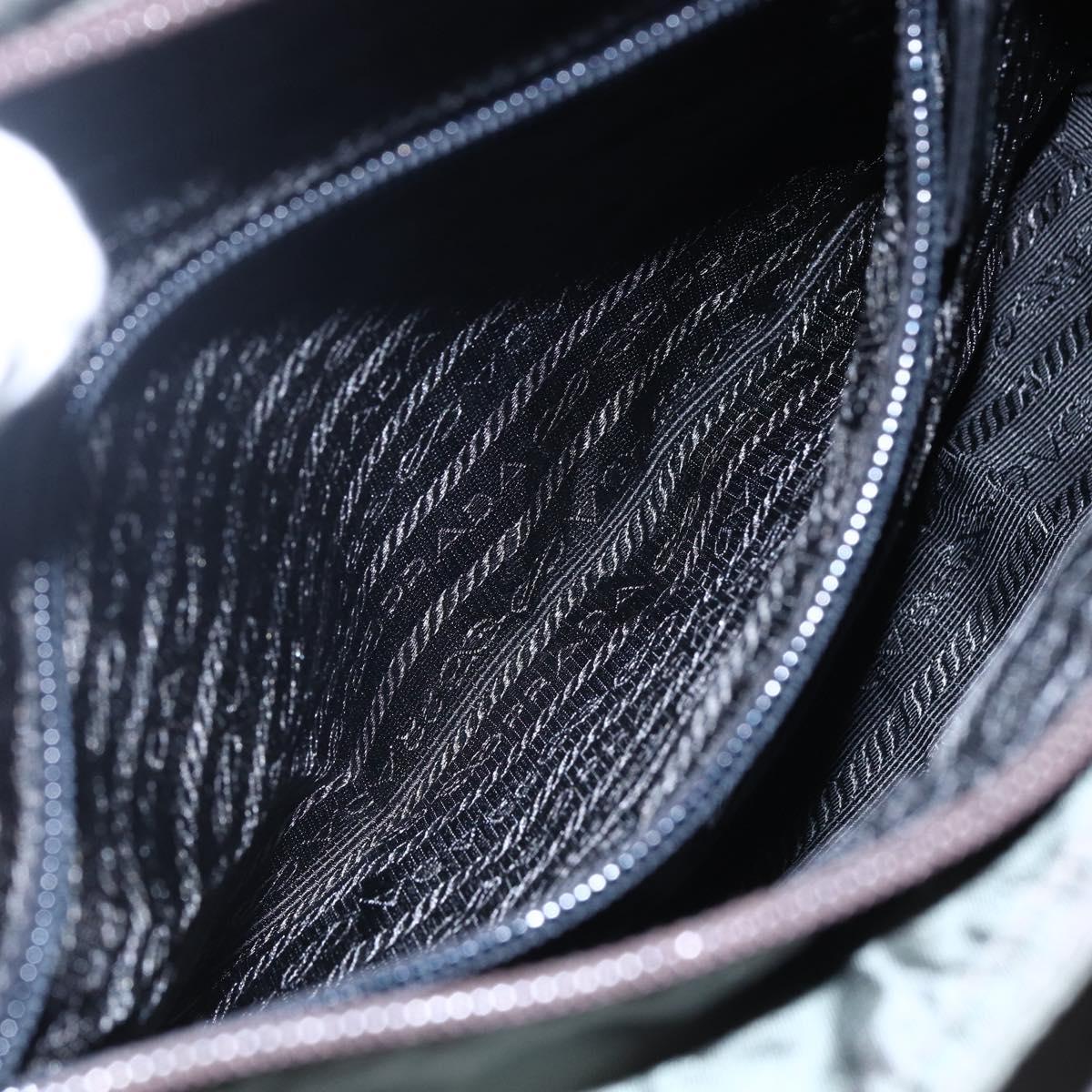 PRADA Tote Bag Nylon Khaki Silver Auth BA6877