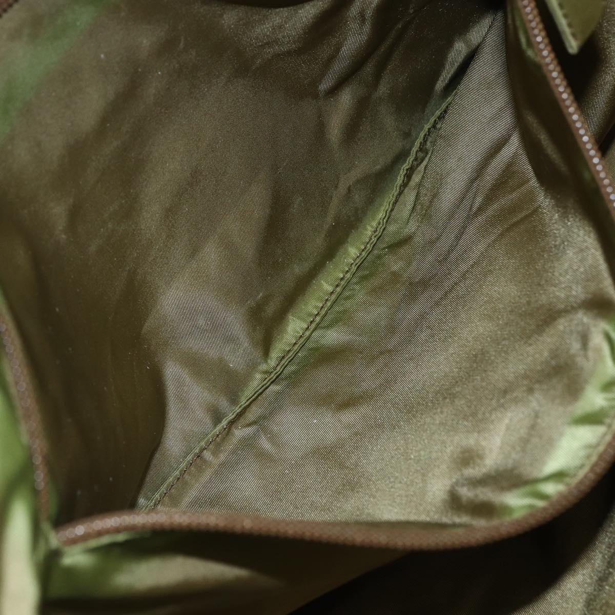 PRADA Tote Bag Nylon Khaki Silver Auth BA6878