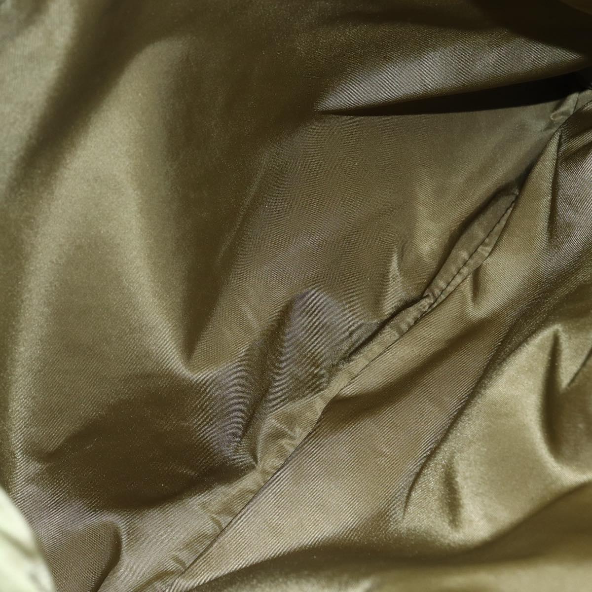 PRADA Tote Bag Nylon Khaki Silver Auth BA6878