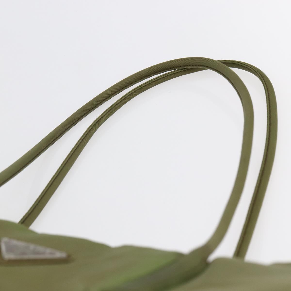 PRADA Tote Bag Nylon Khaki Silver Auth BA6878