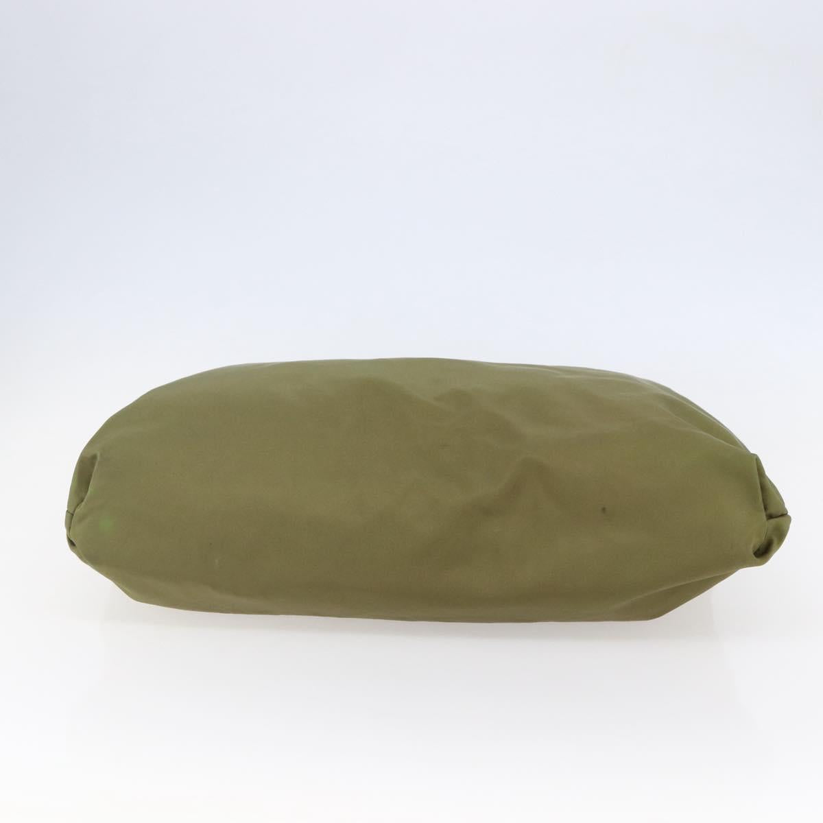 PRADA Tote Bag Nylon Khaki Silver Auth BA6878