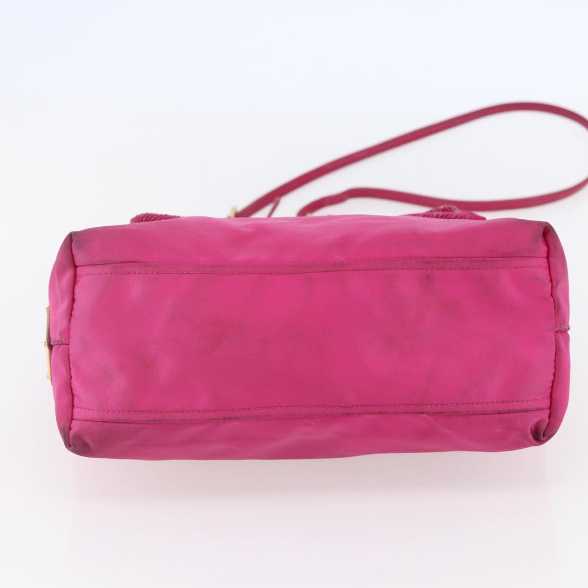 PRADA Hand Bag Nylon 2way Pink Gold Auth BA6879