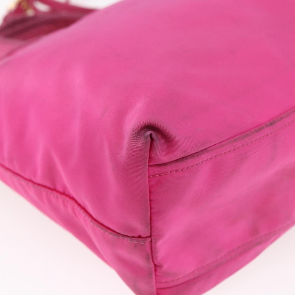 PRADA Hand Bag Nylon 2way Pink Gold Auth BA6879