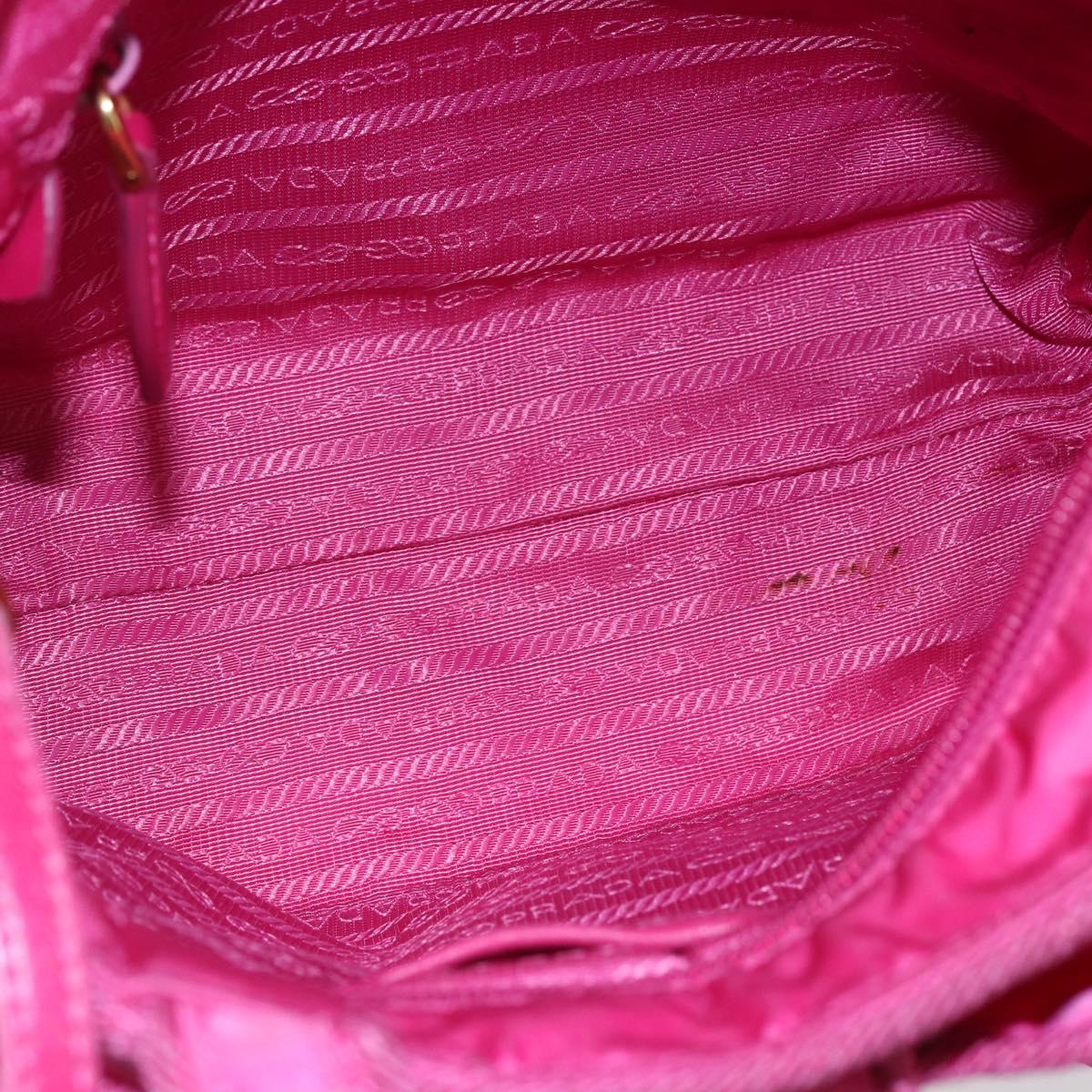 PRADA Hand Bag Nylon 2way Pink Gold Auth BA6879