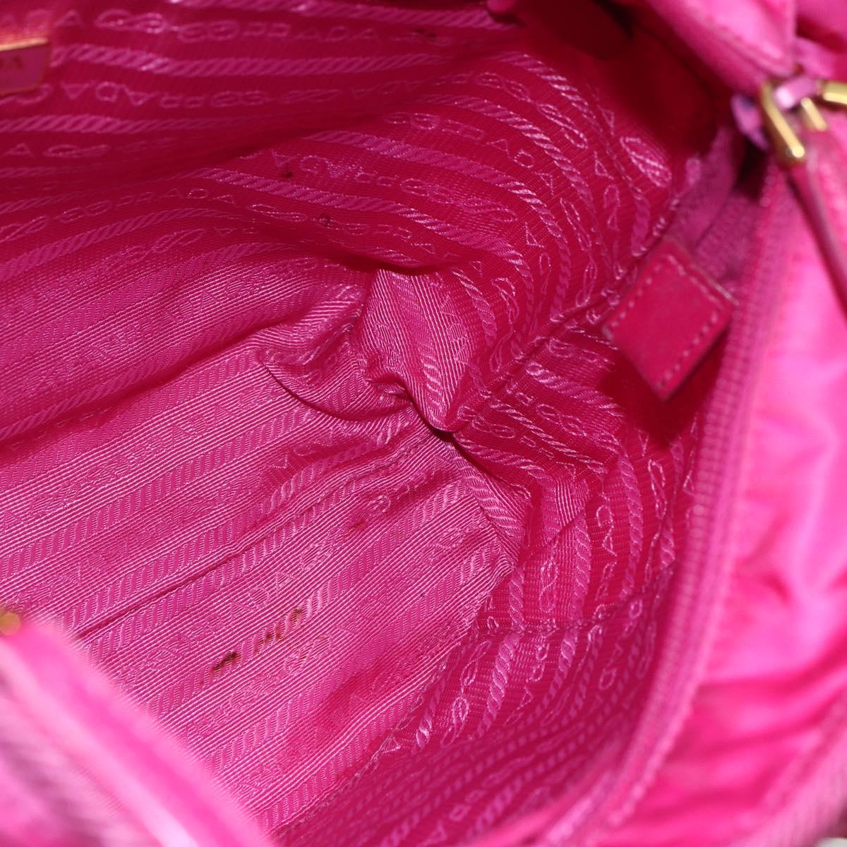 PRADA Hand Bag Nylon 2way Pink Gold Auth BA6879