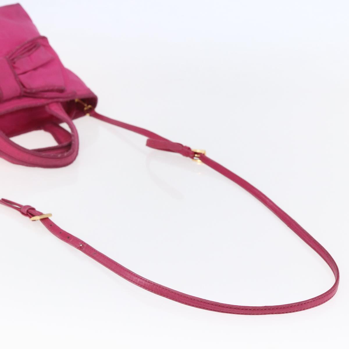 PRADA Hand Bag Nylon 2way Pink Gold Auth BA6879