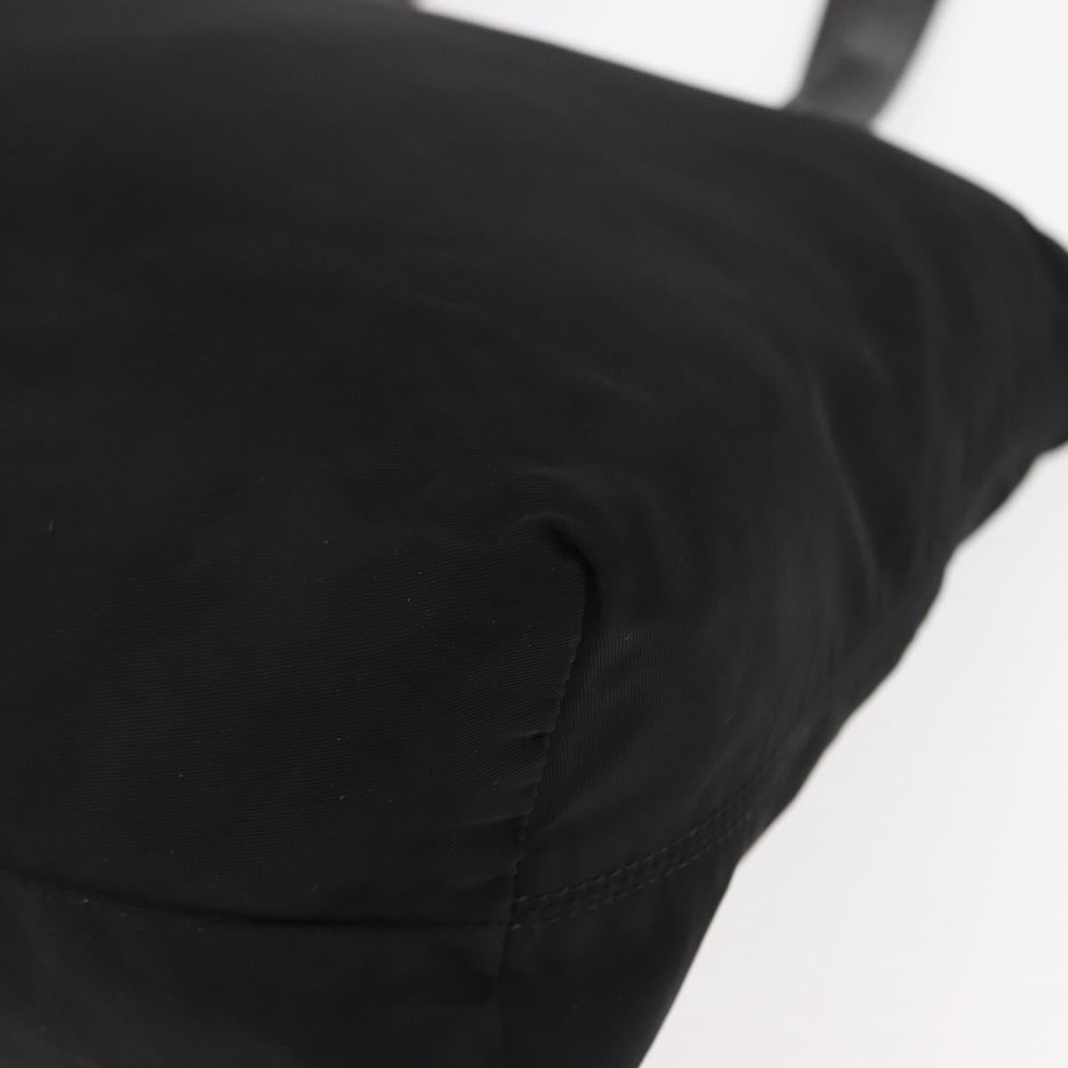 CELINE Tote Bag Nylon Enamel 2way Black Gold Auth BA6881