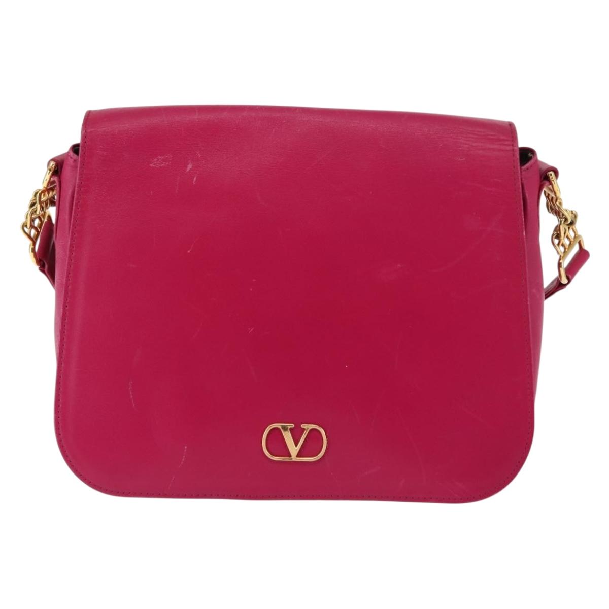 VALENTINO Shoulder Bag Leather Pink Auth BA6886