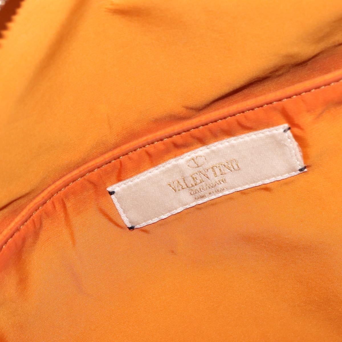 VALENTINO Studs Backpack Nylon Leather Beige Orange Auth BA6887