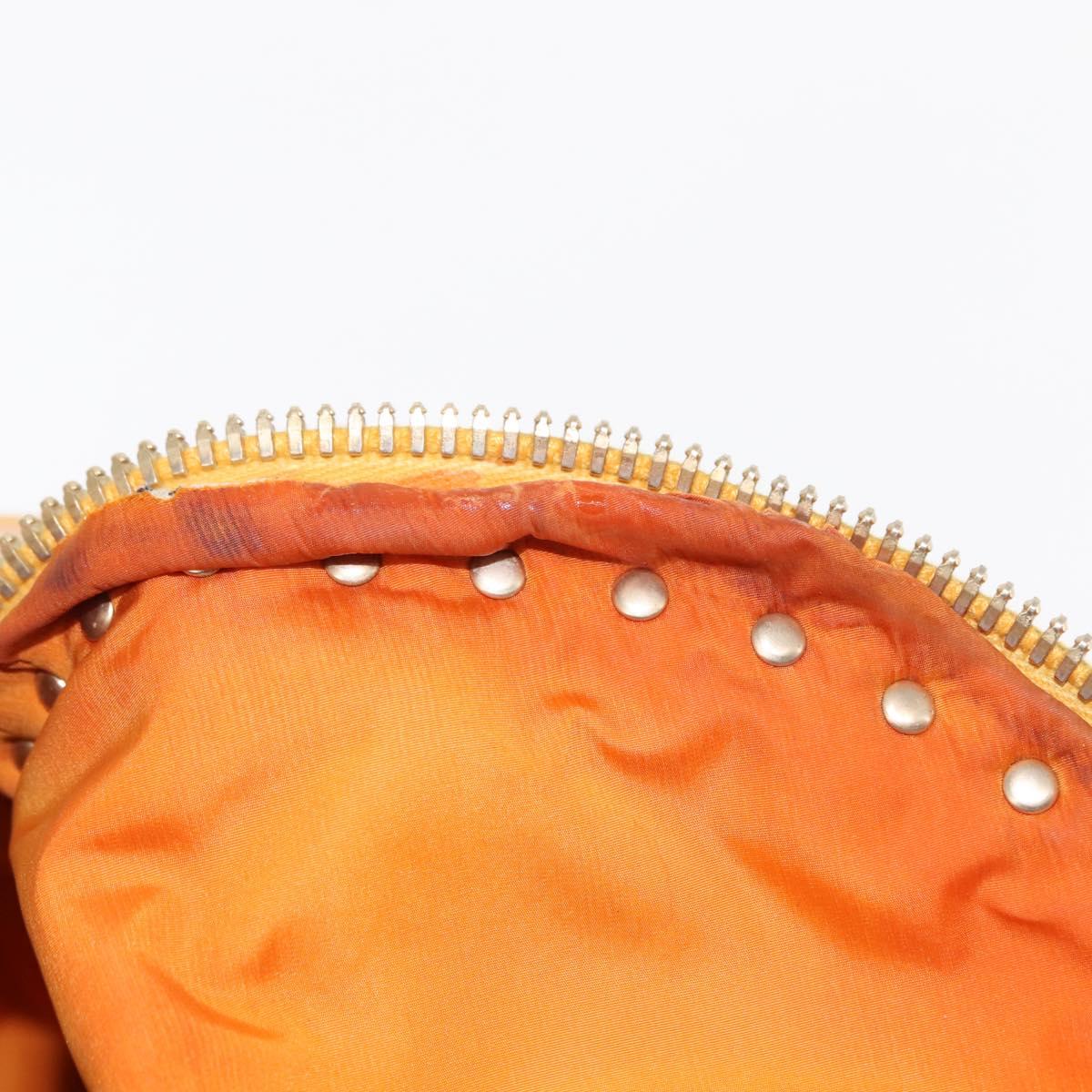 VALENTINO Studs Backpack Nylon Leather Beige Orange Auth BA6887