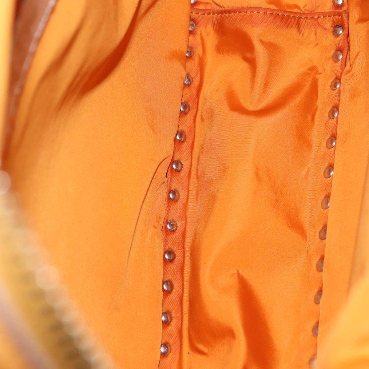 VALENTINO Studs Backpack Nylon Leather Beige Orange Auth BA6887