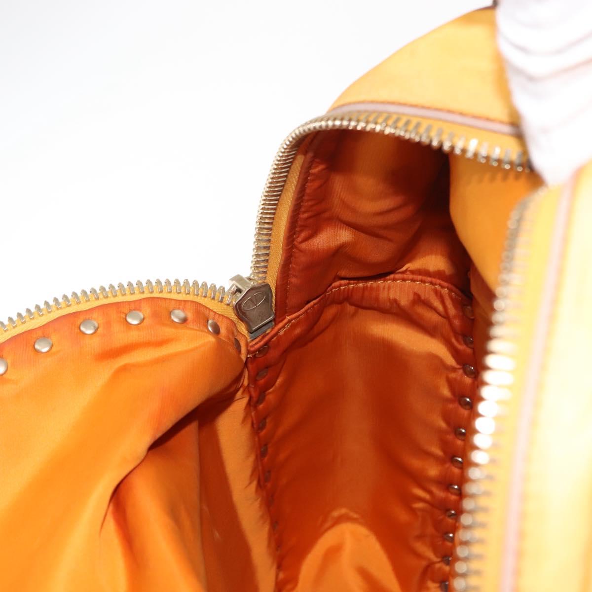 VALENTINO Studs Backpack Nylon Leather Beige Orange Auth BA6887