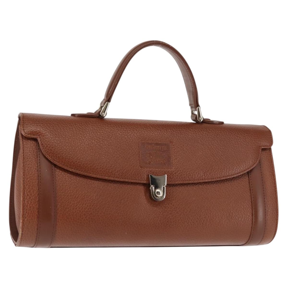 Burberrys Hand Bag Leather Brown Auth BA6889