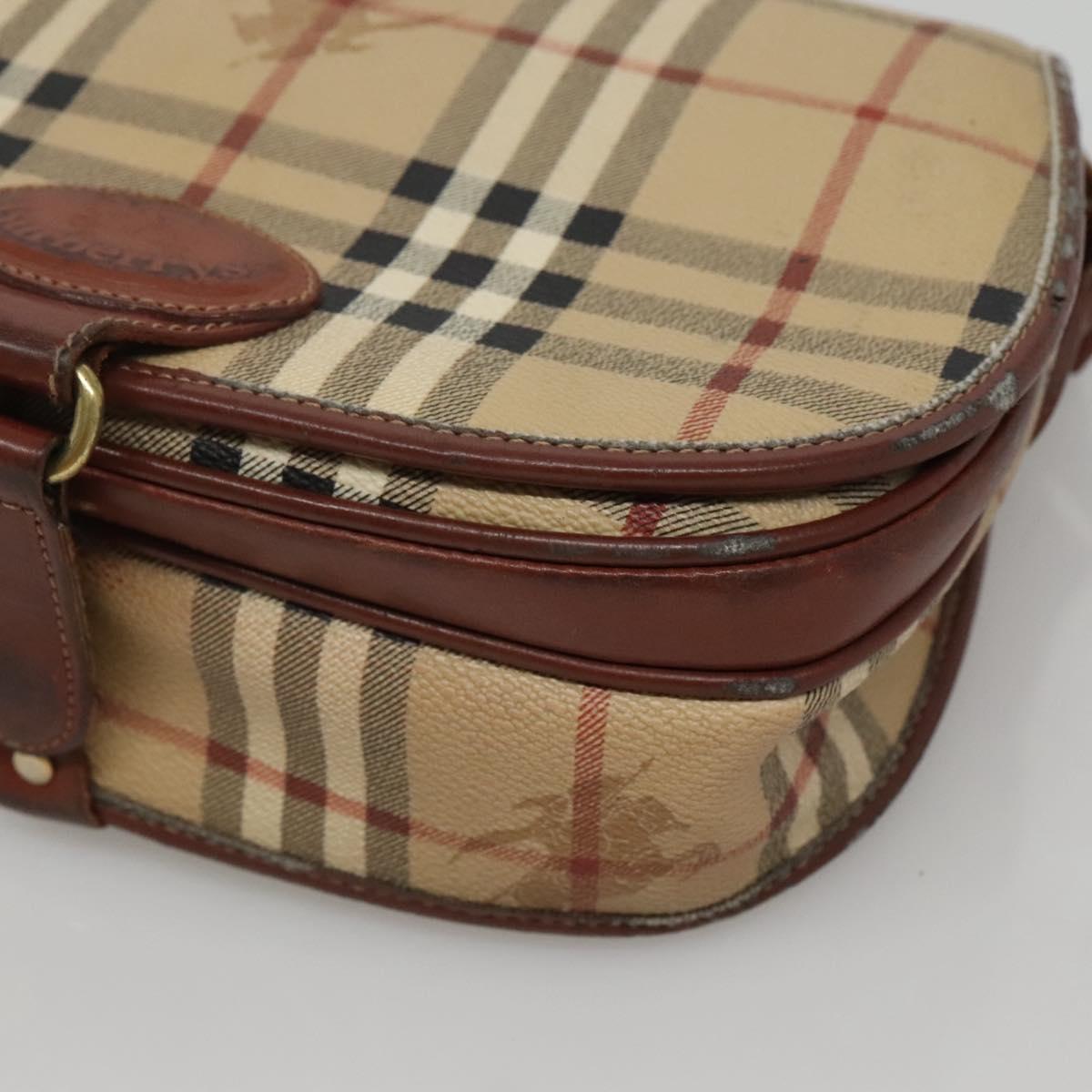 Burberrys Nova Check Shoulder Bag PVC Beige Brown gold Auth BA689