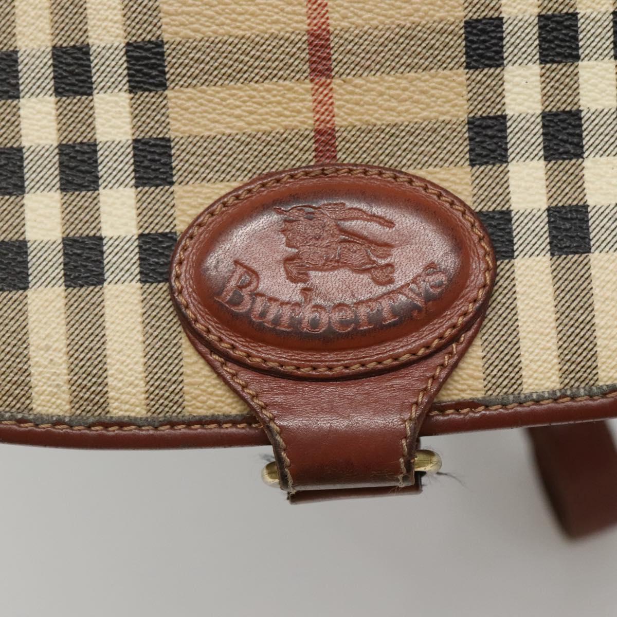 Burberrys Nova Check Shoulder Bag PVC Beige Brown gold Auth BA689