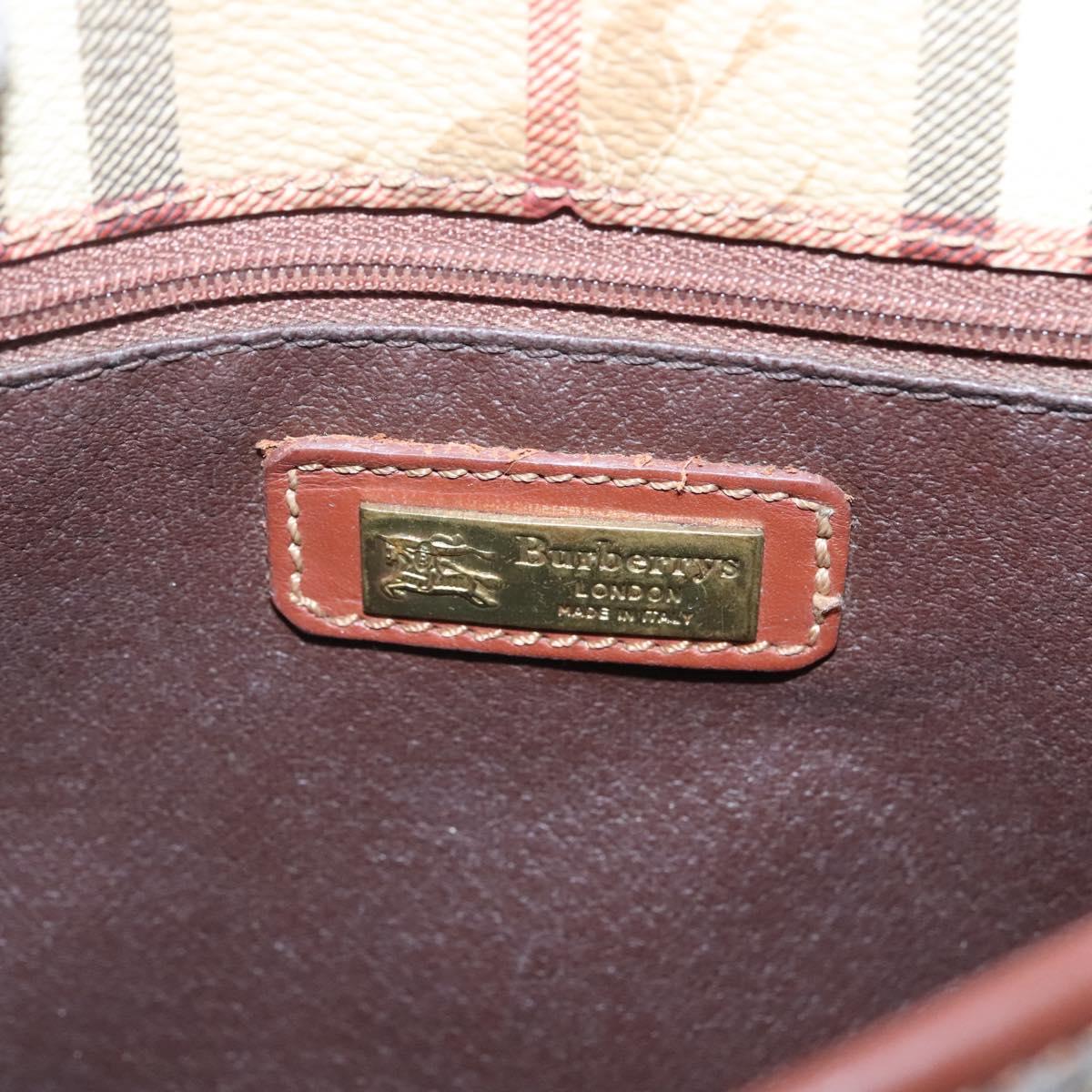 Burberrys Nova Check Shoulder Bag PVC Beige Brown gold Auth BA689