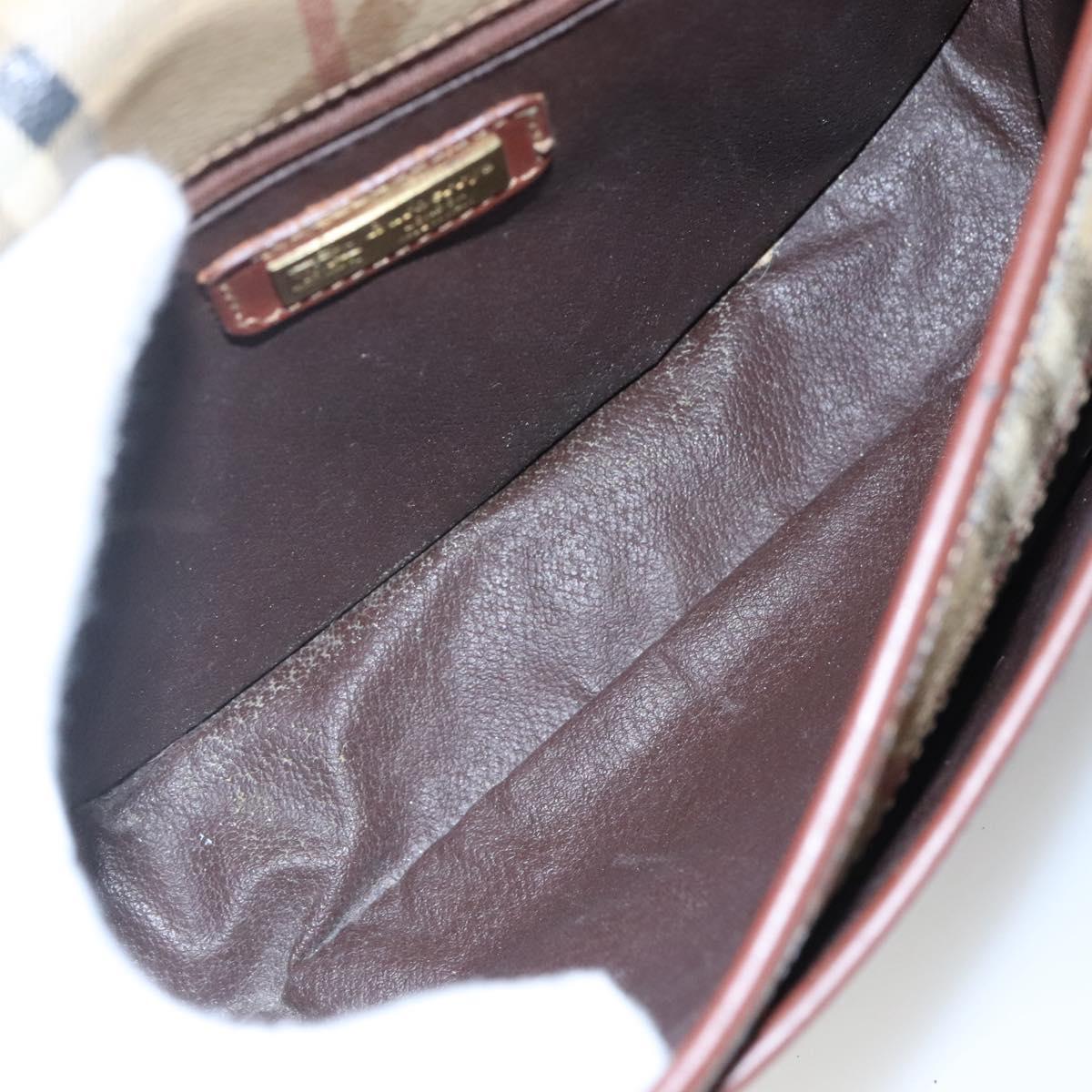 Burberrys Nova Check Shoulder Bag PVC Beige Brown gold Auth BA689