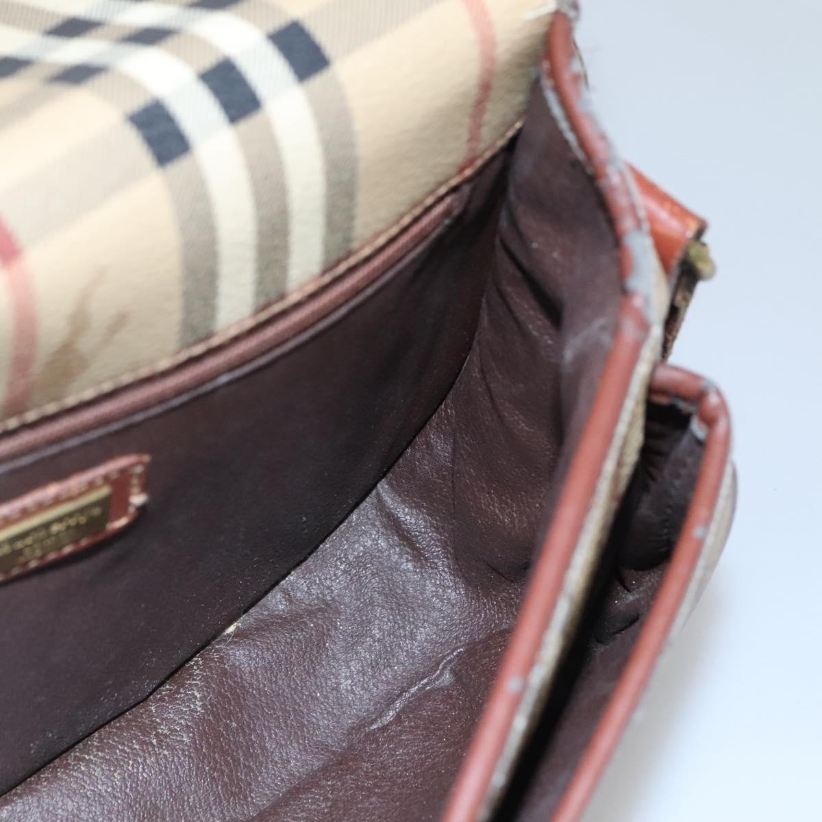 Burberrys Nova Check Shoulder Bag PVC Beige Brown gold Auth BA689