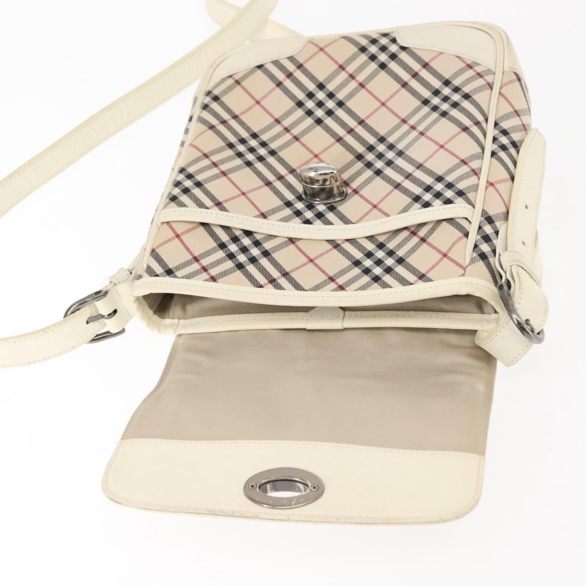 BURBERRY Nova Check Shoulder Bag Canvas Beige White Auth BA6890
