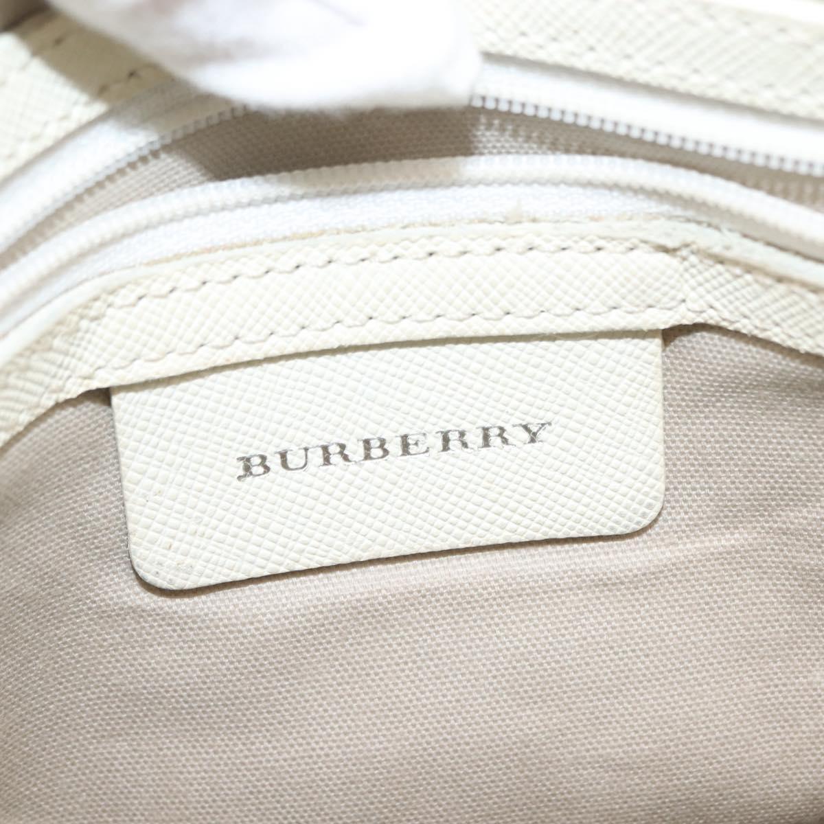 BURBERRY Nova Check Shoulder Bag Canvas Beige White Auth BA6890