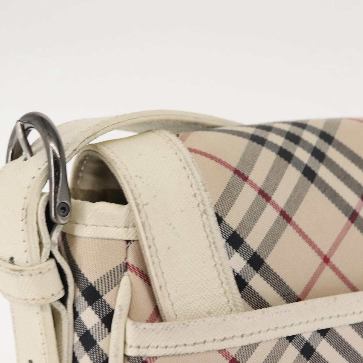 BURBERRY Nova Check Shoulder Bag Canvas Beige White Auth BA6890