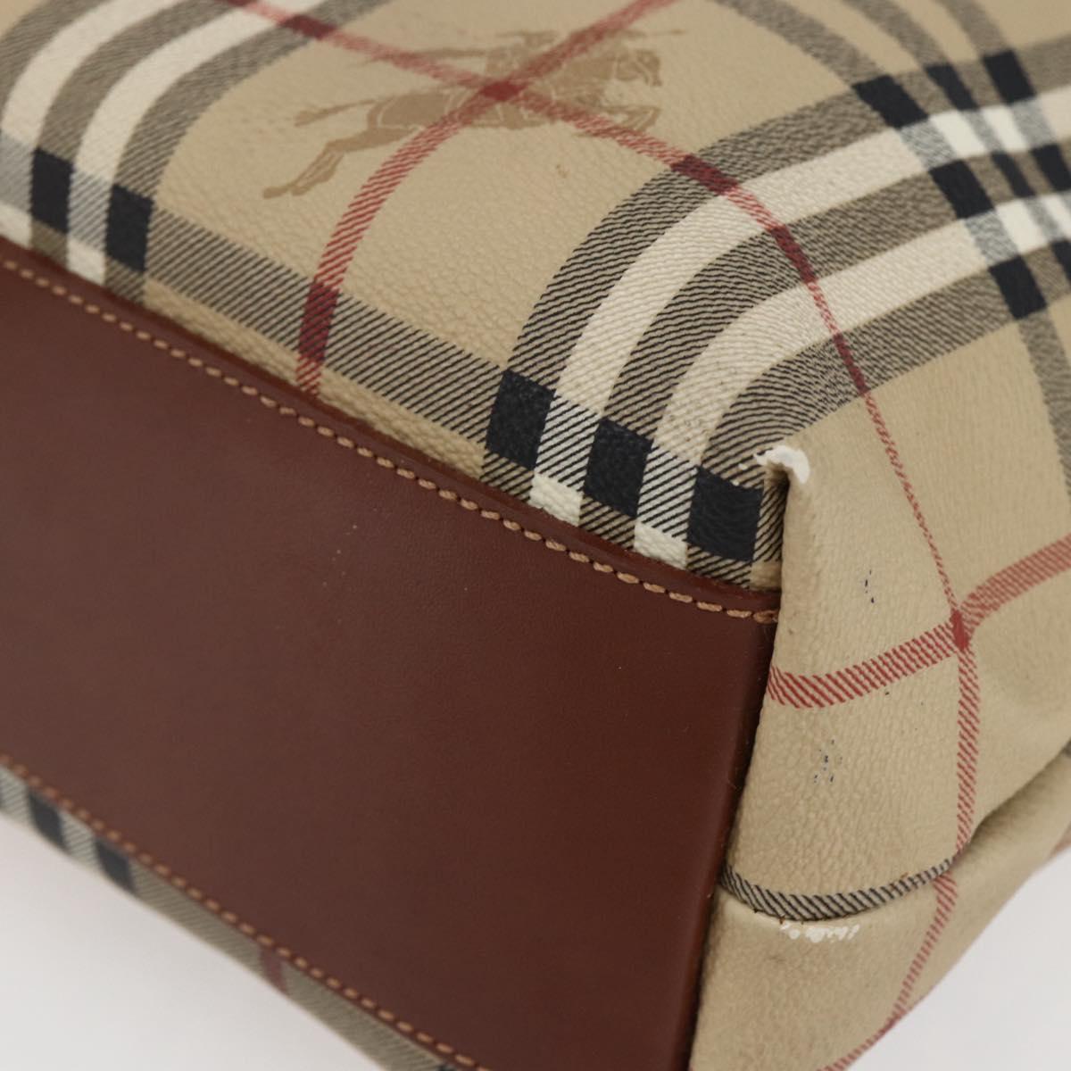 BURBERRY Nova Check Tote Bag PVC Leather Brown Beige Auth BA6892