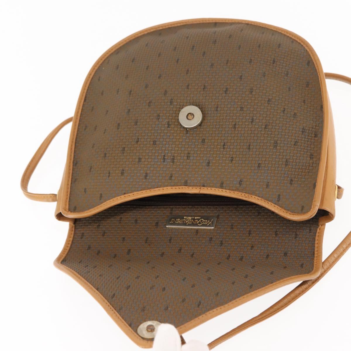 SAINT LAURENT Shoulder Bag PVC Leather Beige Auth BA6893