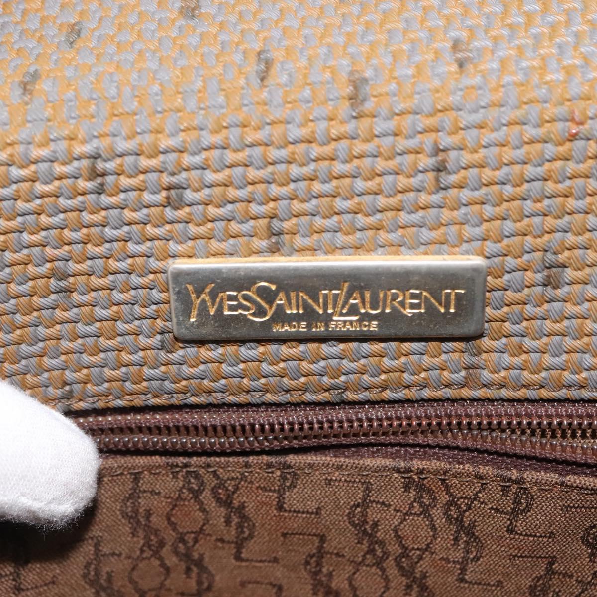 SAINT LAURENT Shoulder Bag PVC Leather Beige Auth BA6893