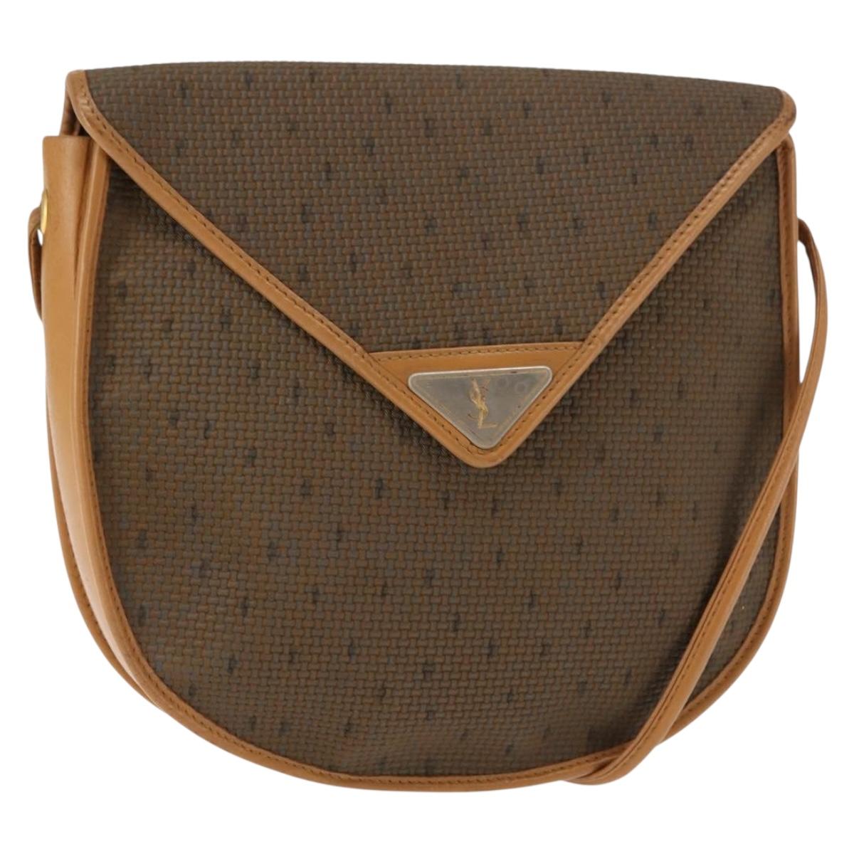 SAINT LAURENT Shoulder Bag PVC Leather Beige Auth BA6893