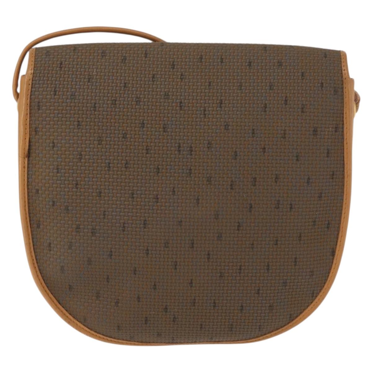 SAINT LAURENT Shoulder Bag PVC Leather Beige Auth BA6893