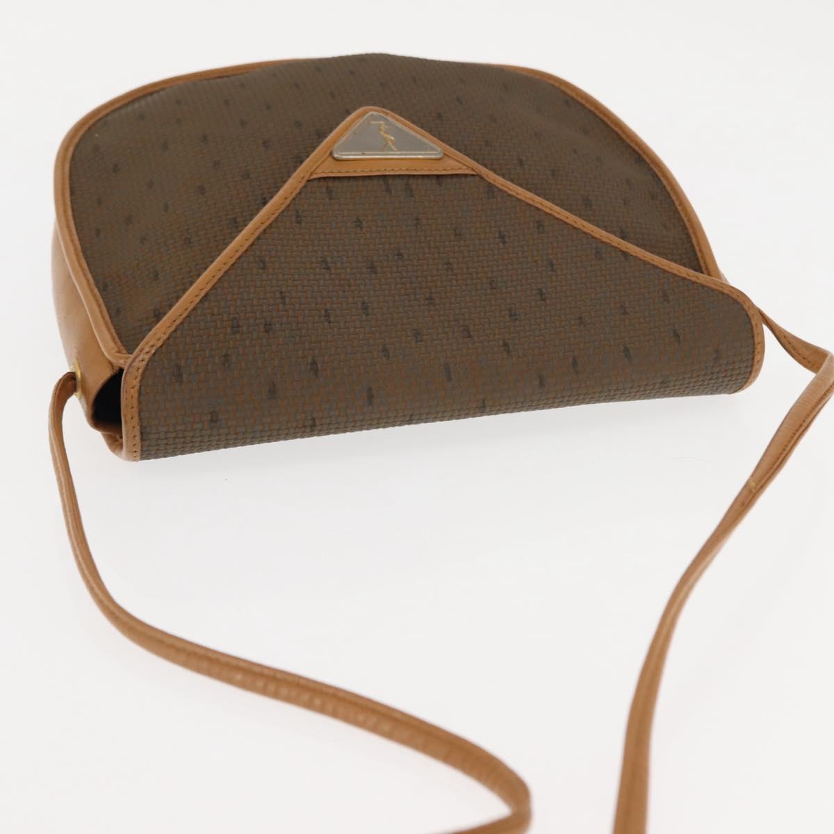 SAINT LAURENT Shoulder Bag PVC Leather Beige Auth BA6893