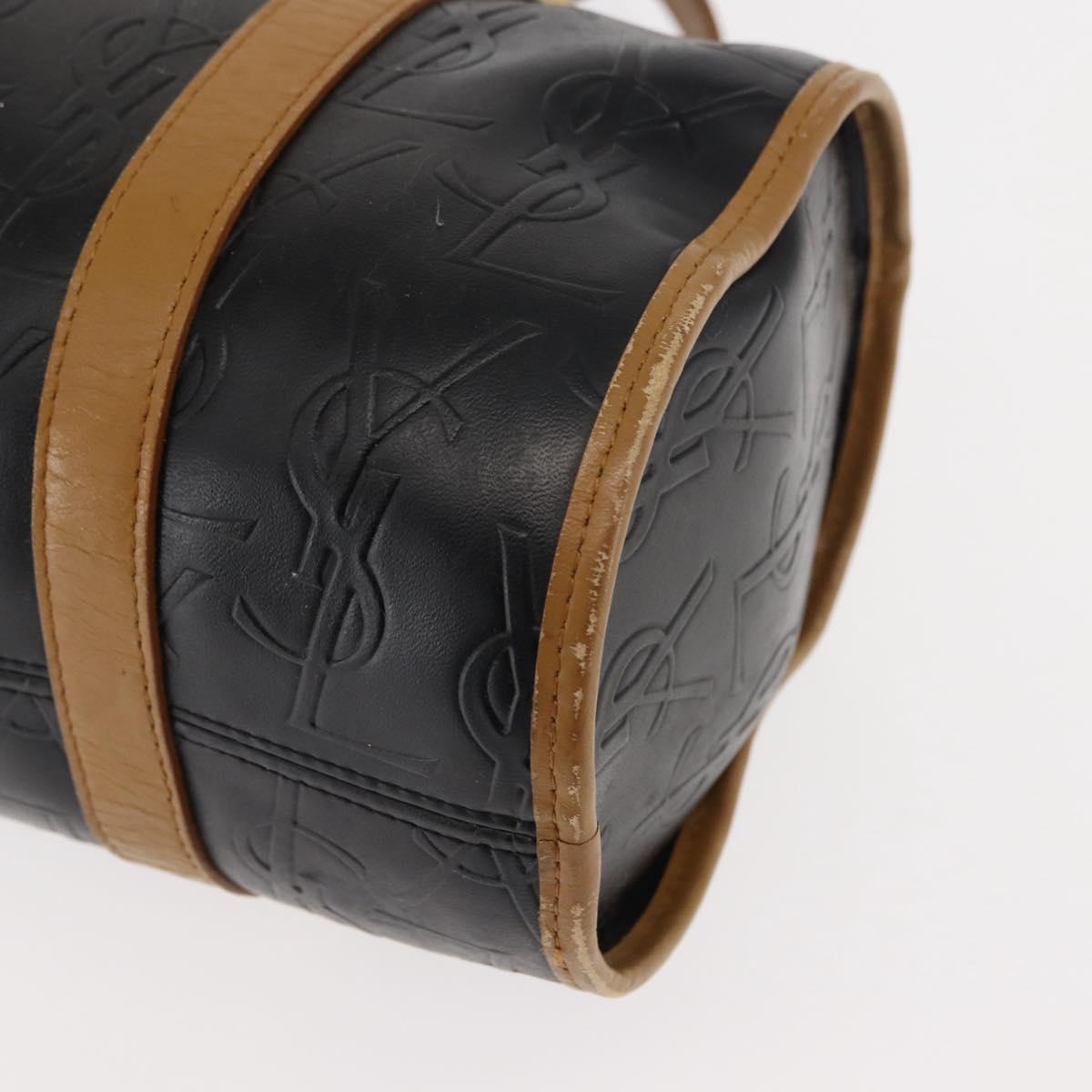 SAINT LAURENT Hand Bag Leather Black Auth BA6894