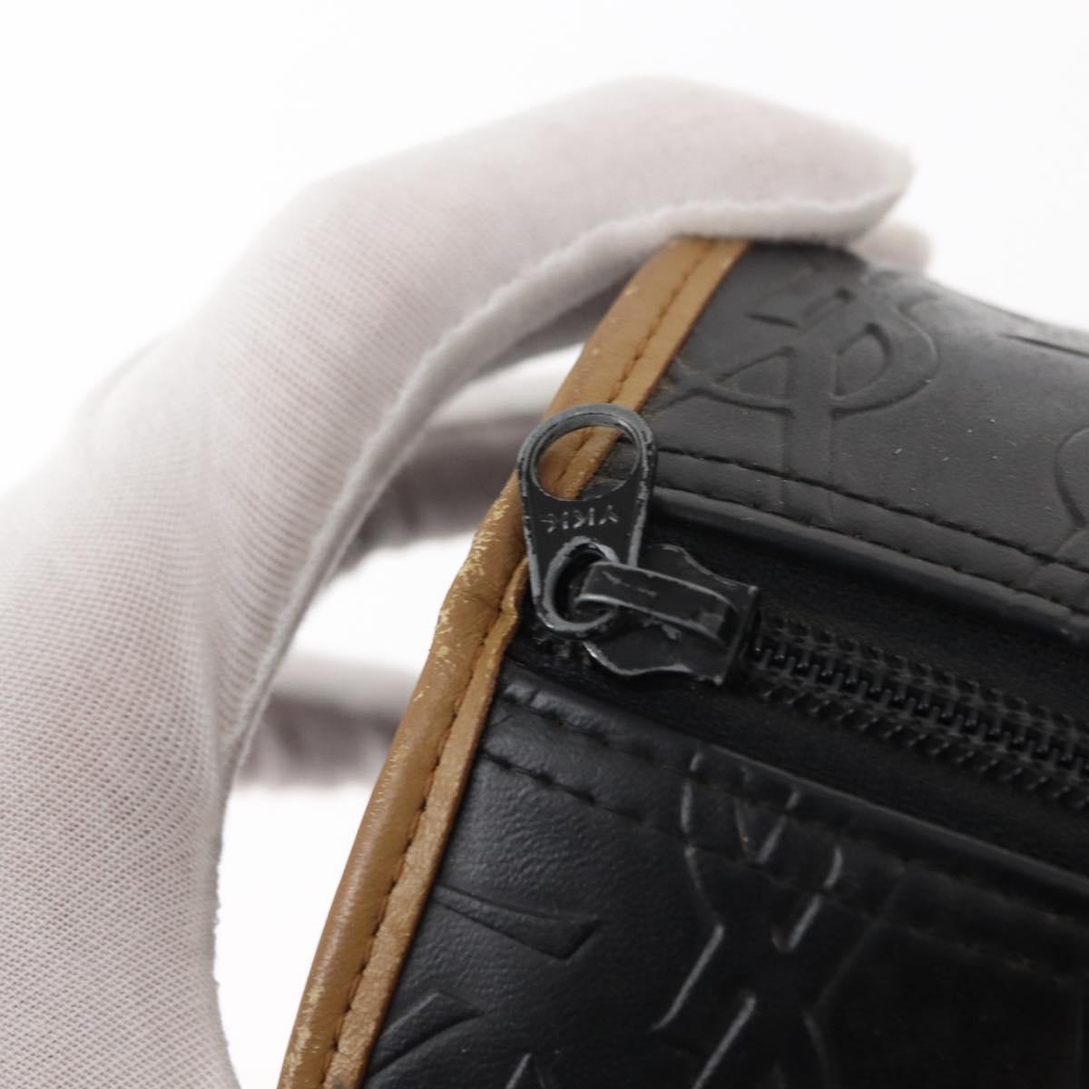 SAINT LAURENT Hand Bag Leather Black Auth BA6894