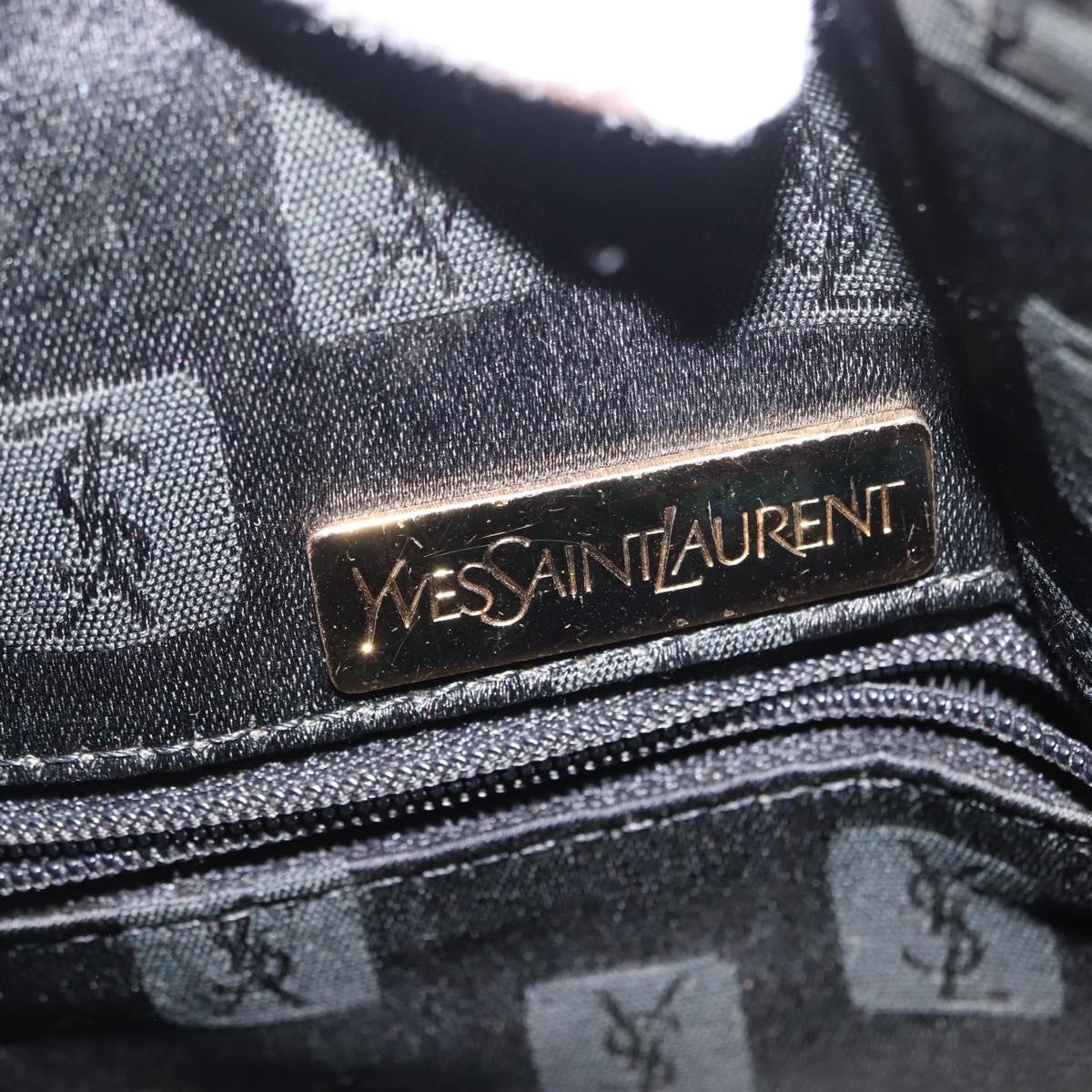 SAINT LAURENT Hand Bag Leather Black Auth BA6894