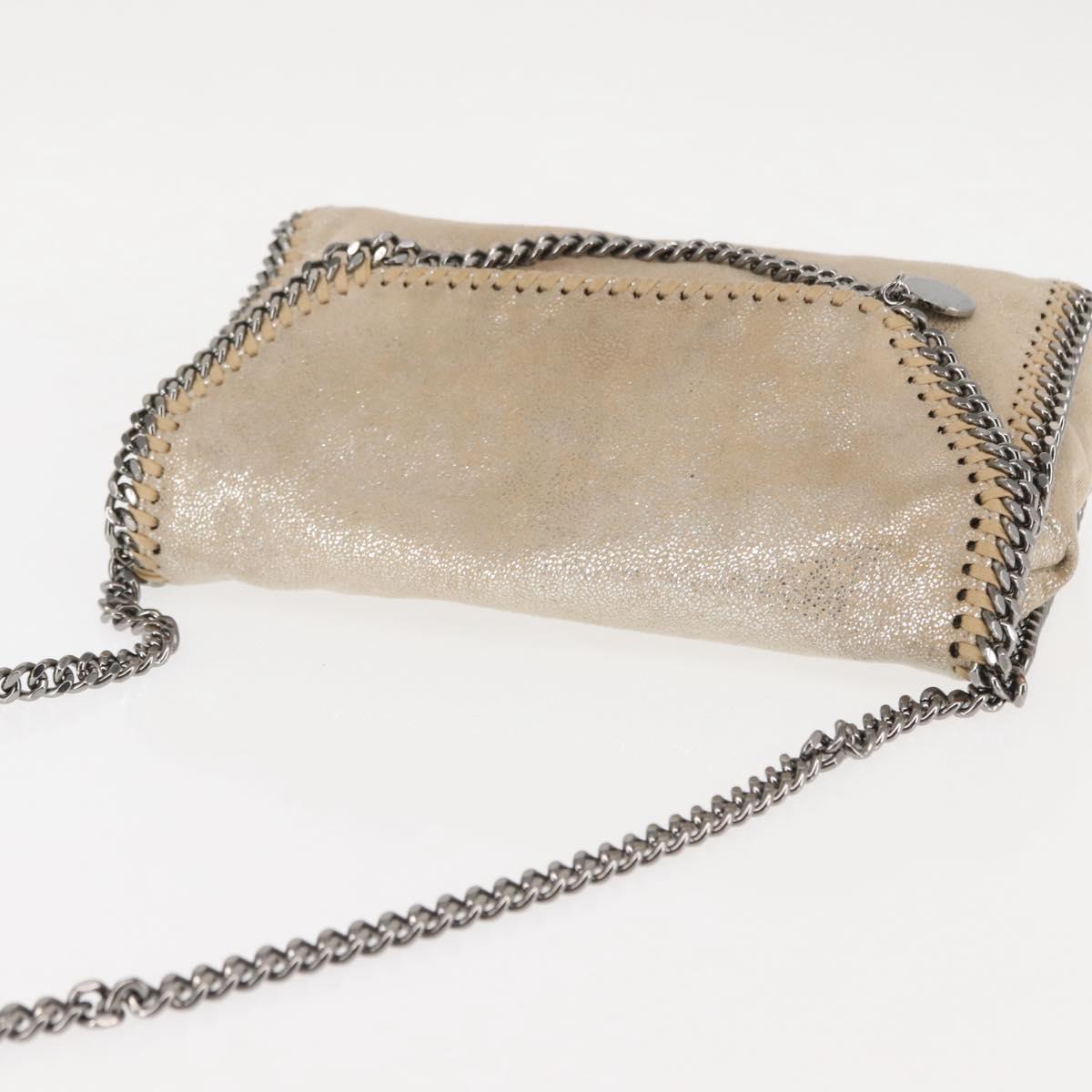 Stella MacCartney Falabella Chain Shoulder Bag polyester Beige Auth BA6898
