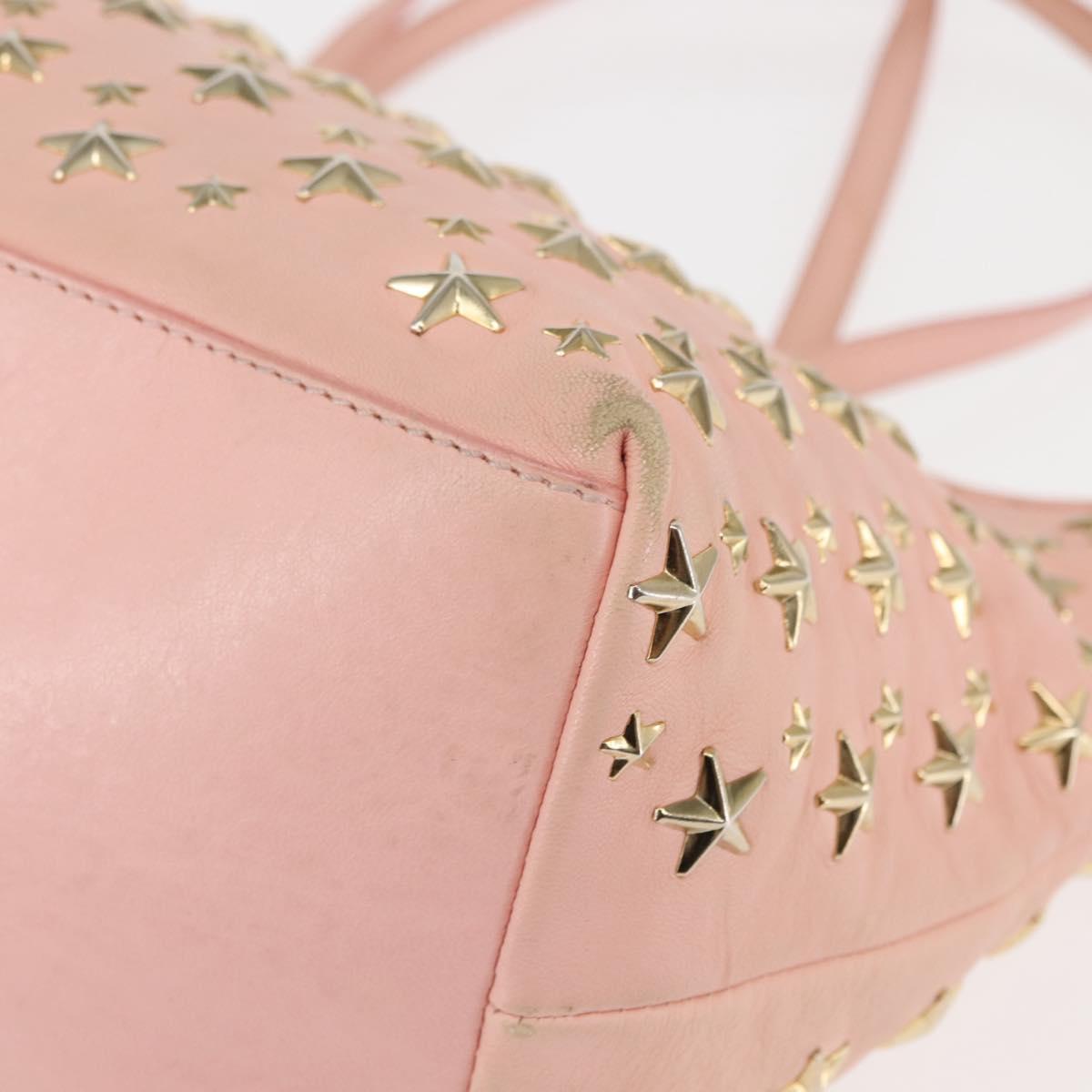 Jimmy Choo Studs Tote Bag Leather Pink Auth BA6901