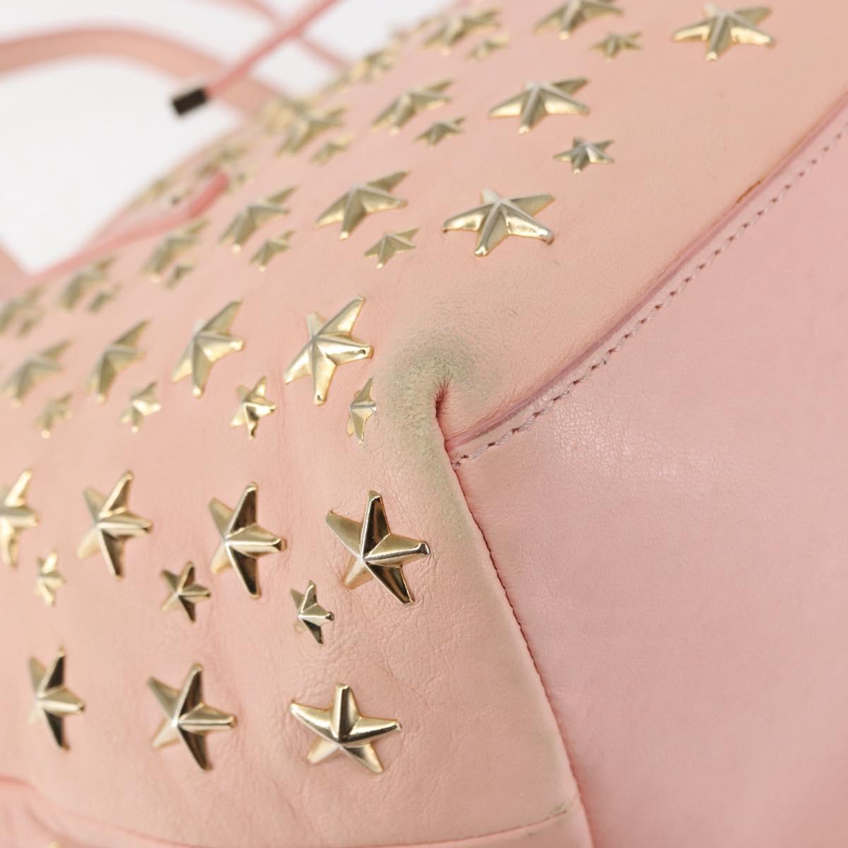 Jimmy Choo Studs Tote Bag Leather Pink Auth BA6901
