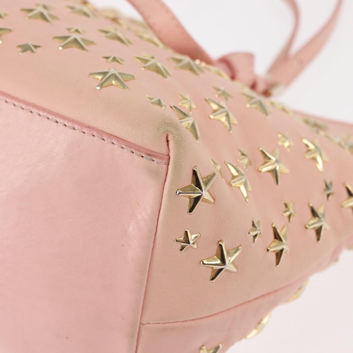 Jimmy Choo Studs Tote Bag Leather Pink Auth BA6901