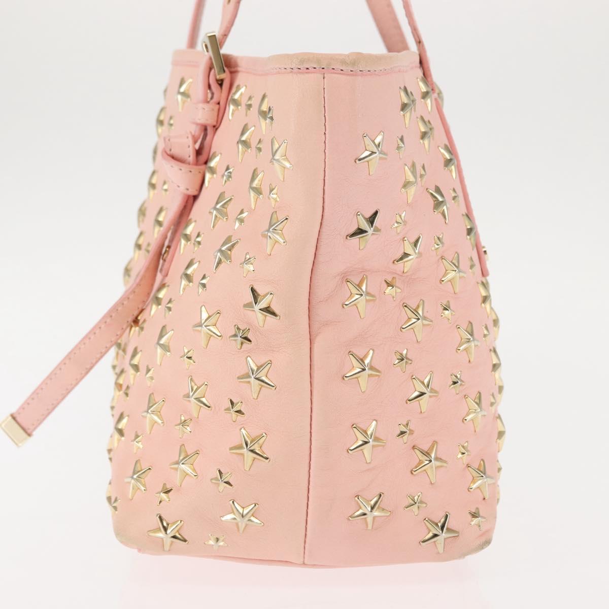 Jimmy Choo Studs Tote Bag Leather Pink Auth BA6901