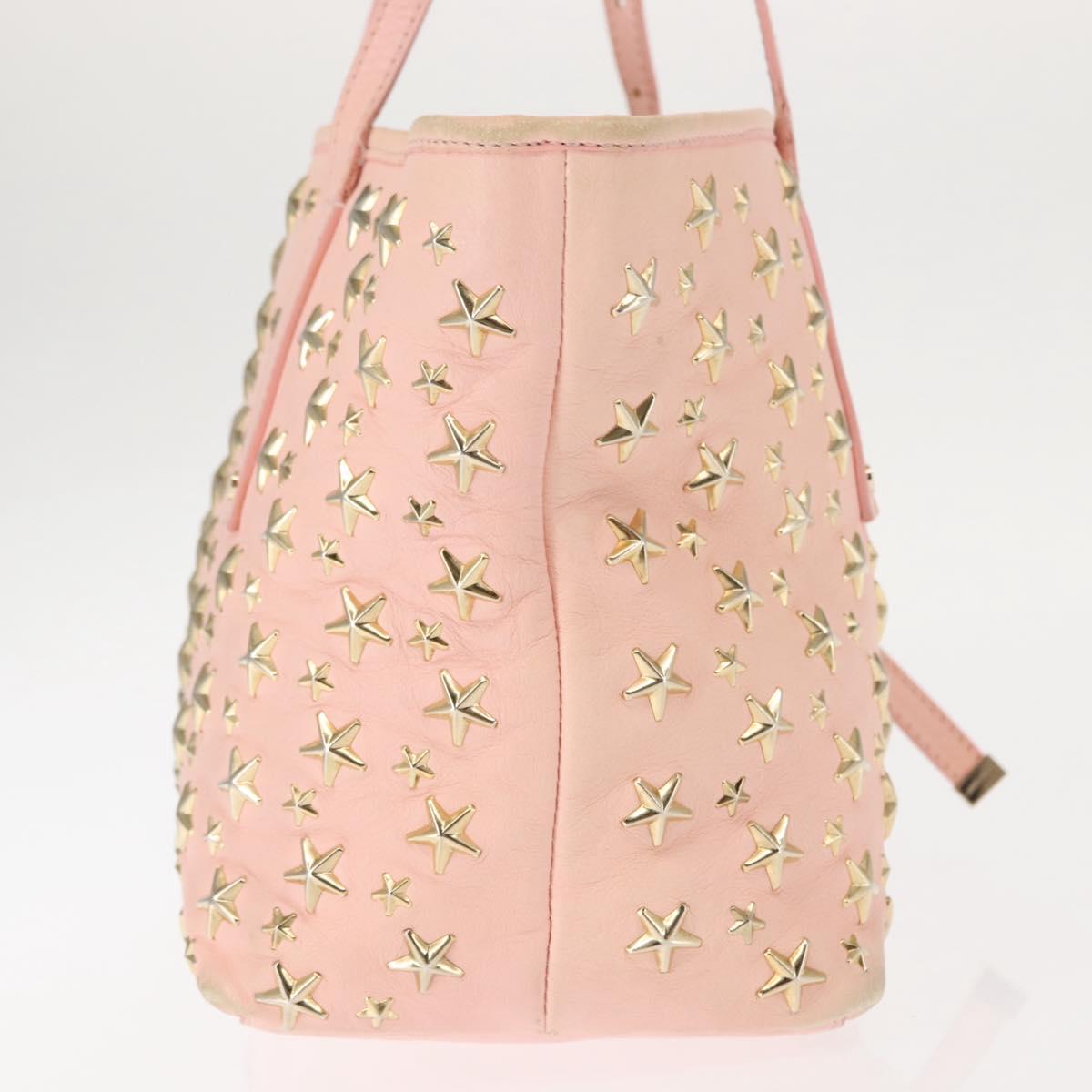 Jimmy Choo Studs Tote Bag Leather Pink Auth BA6901