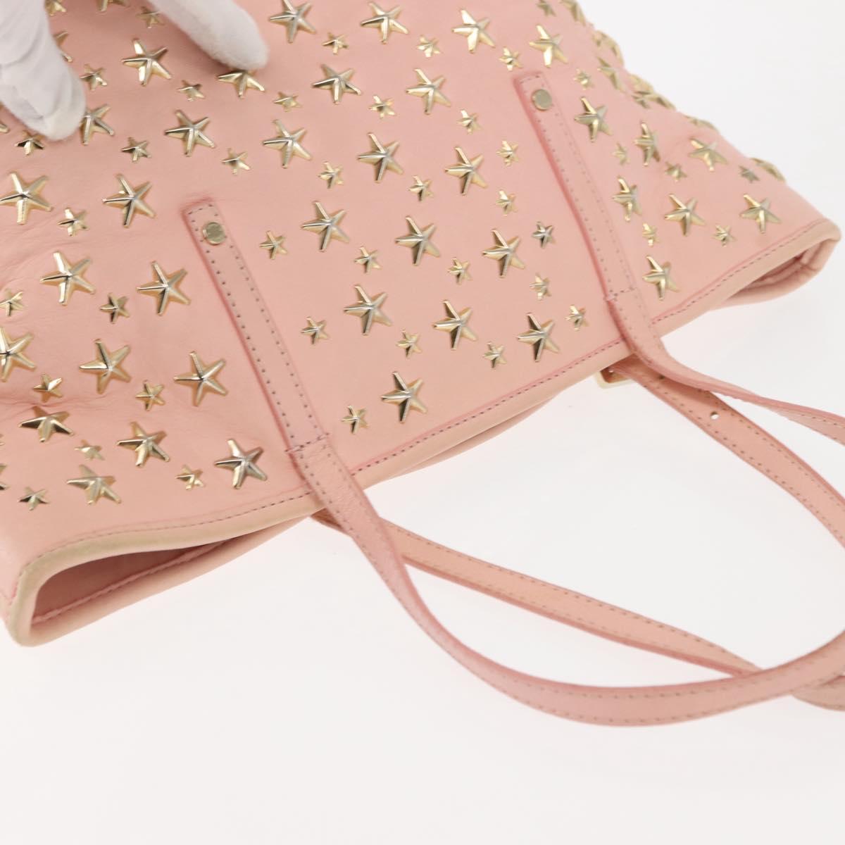 Jimmy Choo Studs Tote Bag Leather Pink Auth BA6901