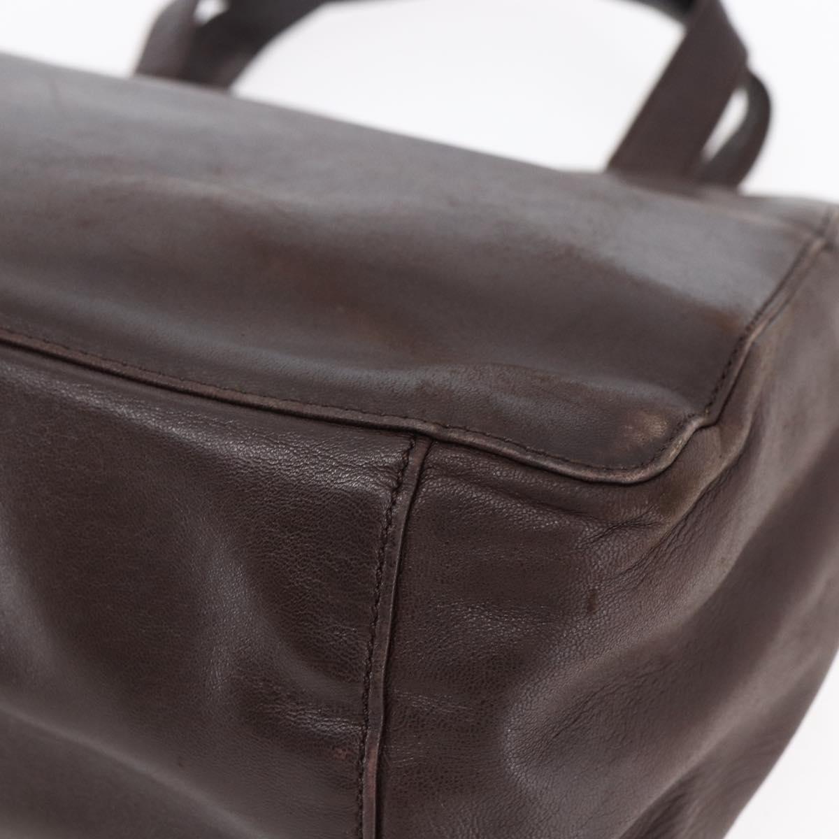 LOEWE Anagram Hand Bag Leather Brown Auth BA6903