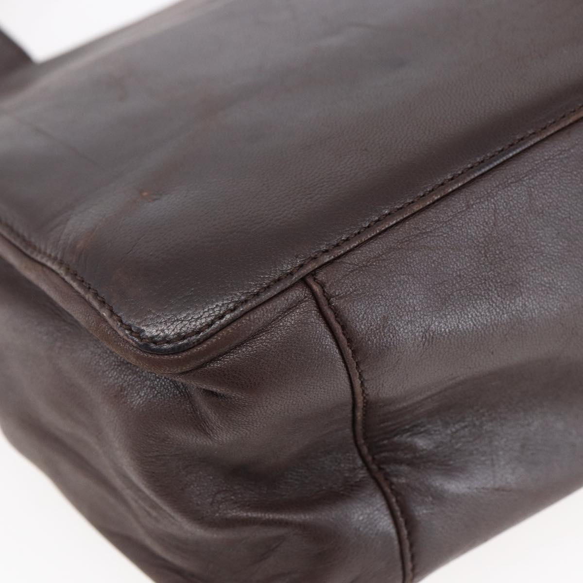 LOEWE Anagram Hand Bag Leather Brown Auth BA6903