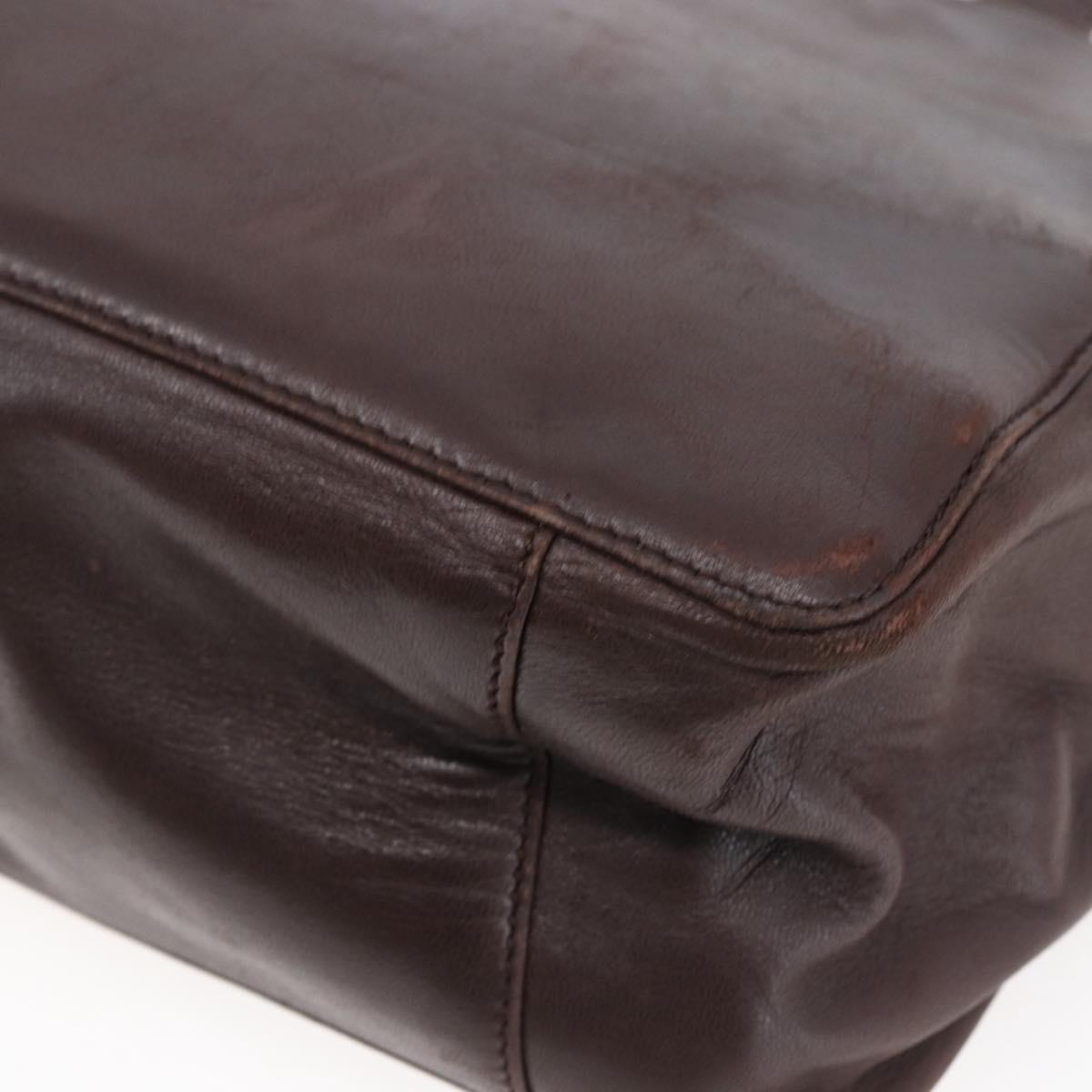 LOEWE Anagram Hand Bag Leather Brown Auth BA6903