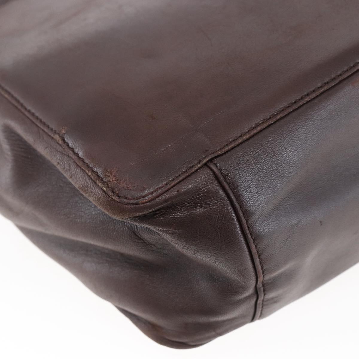 LOEWE Anagram Hand Bag Leather Brown Auth BA6903