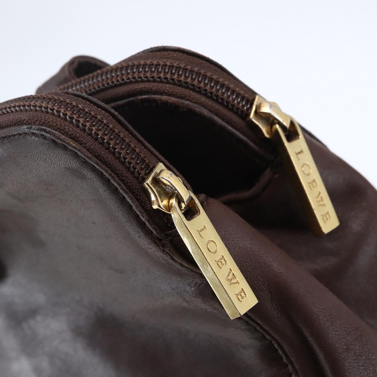 LOEWE Anagram Hand Bag Leather Brown Auth BA6903