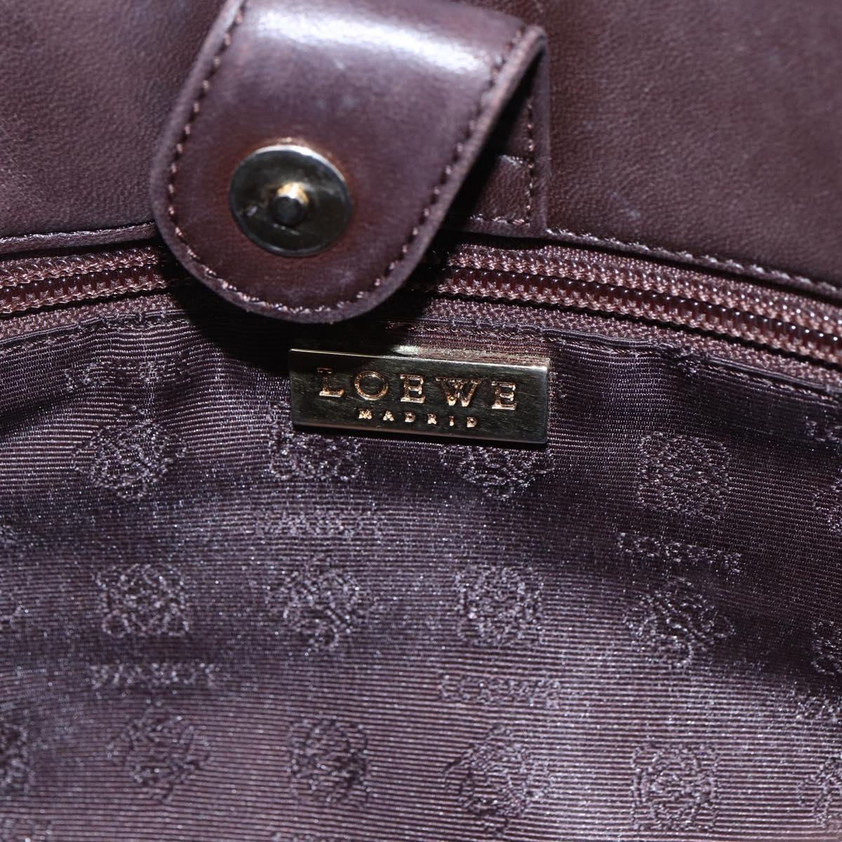 LOEWE Anagram Hand Bag Leather Brown Auth BA6903