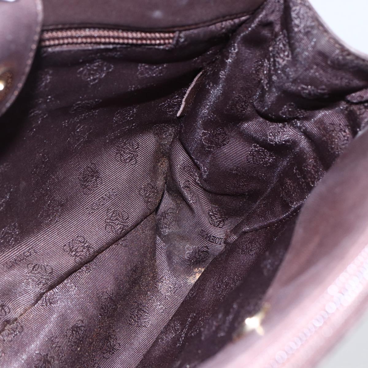 LOEWE Anagram Hand Bag Leather Brown Auth BA6903