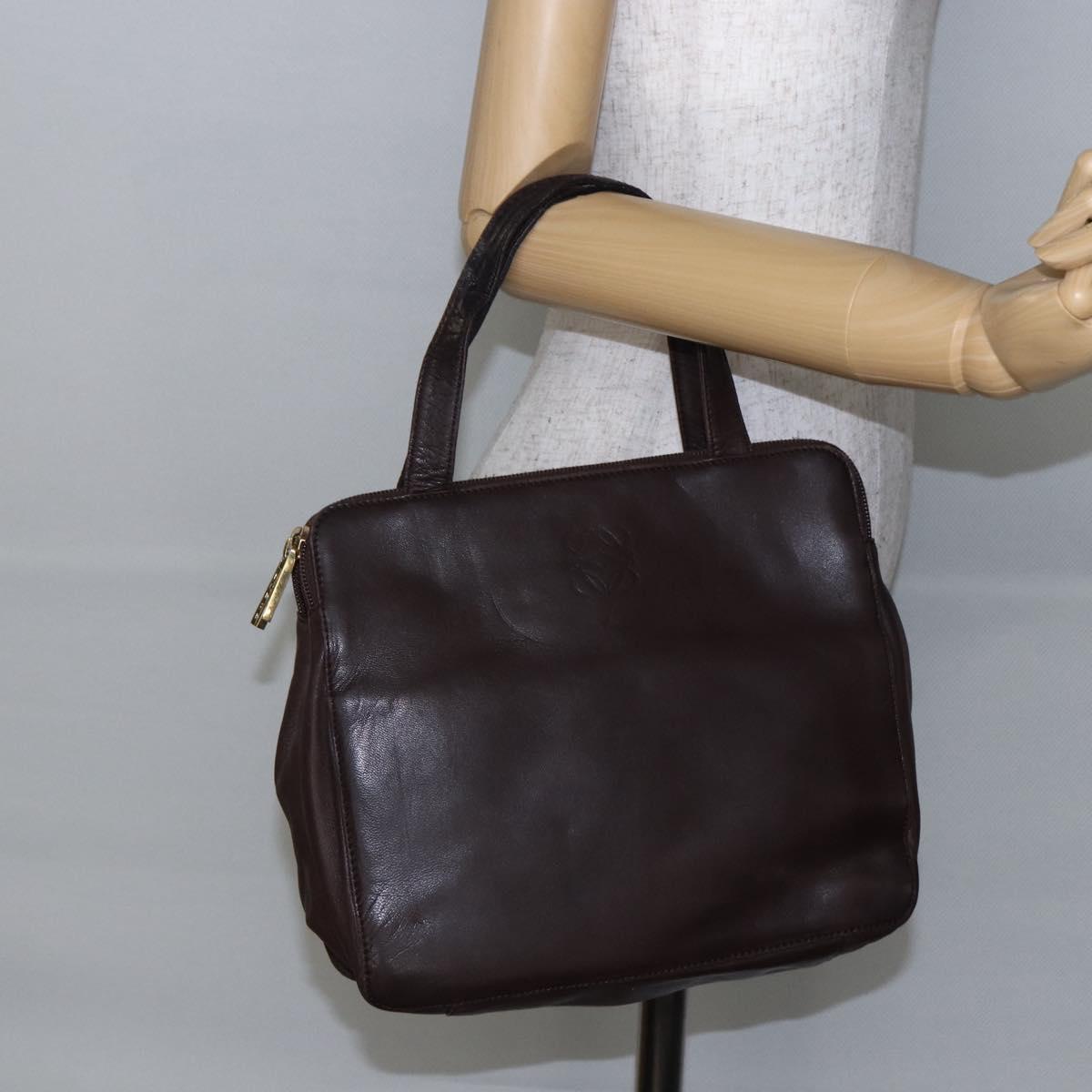 LOEWE Anagram Hand Bag Leather Brown Auth BA6903