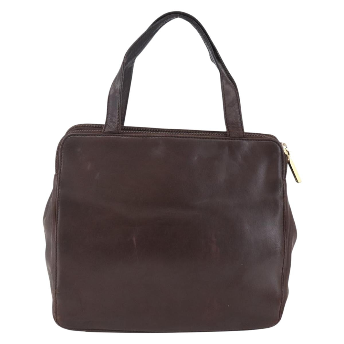 LOEWE Anagram Hand Bag Leather Brown Auth BA6903